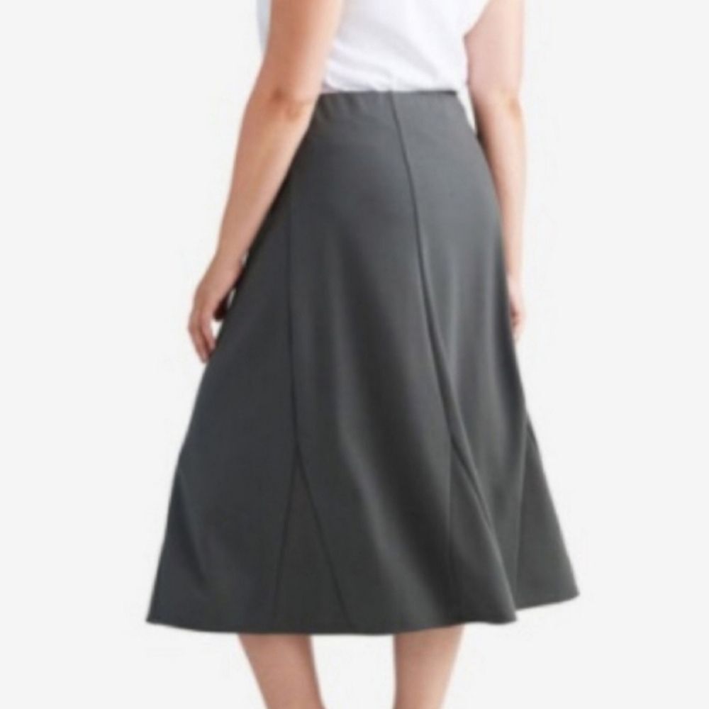 Ellos Swing Midi Skirt Womens Medium Pull On Elastic Waist Flare Stretch